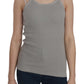 Elegant Sleeveless Grey Cotton Blouse