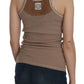 Chic Brown Sleeveless Spaghetti Strap Top