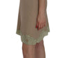 Elegant Beige Lace Spaghetti Strap Mini Dress