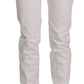 Chic White Skinny Cotton Blend Pants