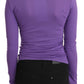 Elegant Purple Crystal Embellished Long Sleeve Top