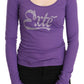 Elegant Purple Crystal Embellished Long Sleeve Top