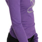 Elegant Purple Crystal Embellished Long Sleeve Top