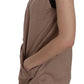 Chic Sleeveless Cotton Cardigan Vest - Elegant Brown