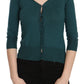 Chic Blue Green Cotton Cardigan Top