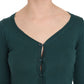 Chic Blue Green Cotton Cardigan Top