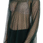 Elegant Green Mesh Long Sleeve Top