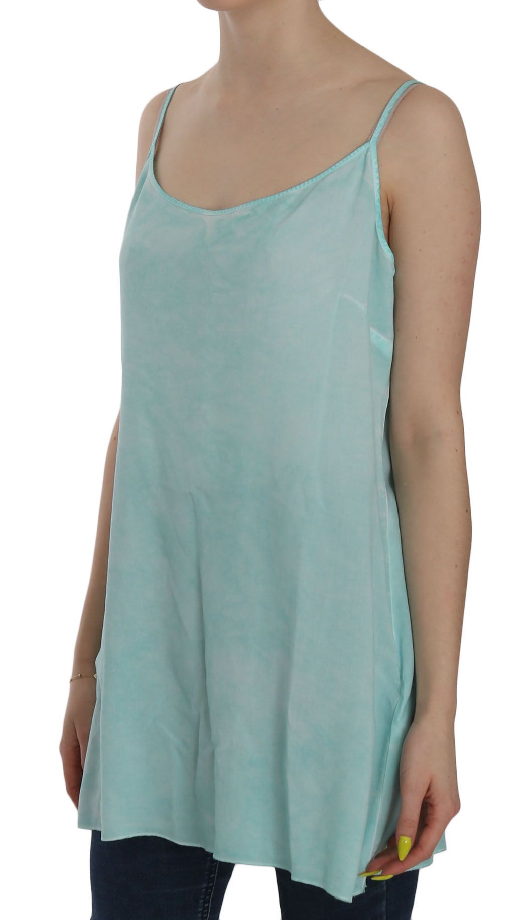 Elegant Spaghetti Strap Sleeveless Blue Top