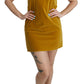 Mustard Velvet Shift Mini Dress