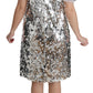 Elegant Silver A-Line Dress with Crystal Accents