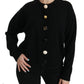 Elegant Black Cashmere Cardigan Top