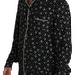 Elegant Silk Pajama Shirt with Skull Print