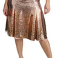 Gold Sequined High Waist Skirt