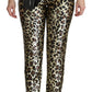 Chic High Waist Leopard Sequin Pants