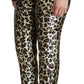 Chic High Waist Leopard Sequin Pants