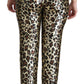 Chic High Waist Leopard Sequin Pants