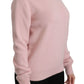 Cashmere-Blend Pink Crew Neck Sweater