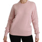 Cashmere-Blend Pink Crew Neck Sweater