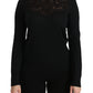 Elegant Silk-Blend Black Lace Blouse