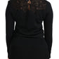 Elegant Silk-Blend Black Lace Blouse