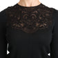 Elegant Silk-Blend Black Lace Blouse