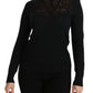 Elegant Silk-Blend Black Lace Blouse