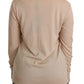 Elegant Beige Lace Crew Neck Cashmere Blouse