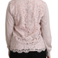 Silk Blend Pink Crew Neck Cardigan