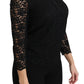 Elegant Black Lace Crew Neck Blouse