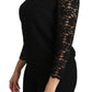 Elegant Black Lace Crew Neck Blouse