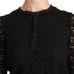 Elegant Black Lace Crew Neck Blouse