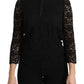 Elegant Black Lace Crew Neck Blouse