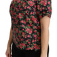 Elegant Black Floral Crew Neck Top