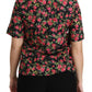 Elegant Black Floral Crew Neck Top