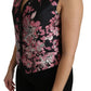 Elegant Floral Brocade Plunging Vest Top