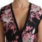 Elegant Floral Brocade Plunging Vest Top