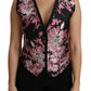 Elegant Floral Brocade Plunging Vest Top