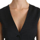 Chic Black Dotted Wool Blend Sleeveless Vest