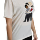 White #dgfamily Patch Short Sleeve Blouse Top