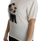 White #dgfamily Patch Short Sleeve Blouse Top