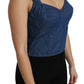 Elegant Sleeveless Bustier Top in Blue