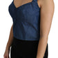 Elegant Sleeveless Bustier Top in Blue