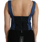 Elegant Sleeveless Bustier Top in Blue