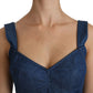 Elegant Sleeveless Bustier Top in Blue