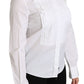 Elegant White Collared Long Sleeve Polo Top