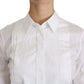 Elegant White Collared Long Sleeve Polo Top