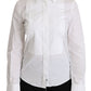 Elegant White Collared Long Sleeve Polo Top