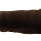 Elegant Brown Fur & Leather Elbow-Length Gloves