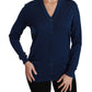 Elegant Blue Virgin Wool Cardigan