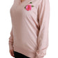 Pink Floral Silk V-Neck Sweater